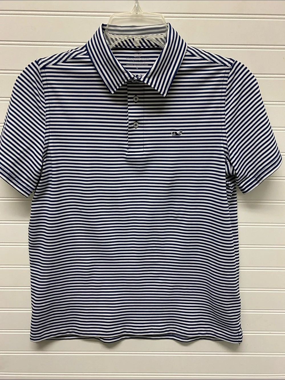 Vineyard Vines Navy and White Striped Performance Polo Golf Shirt